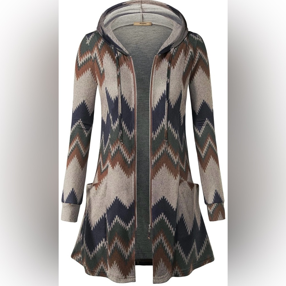 Miusey Womens Zip Up Long Hoodie Jacket Lightweight Tunic Sweatshirt
